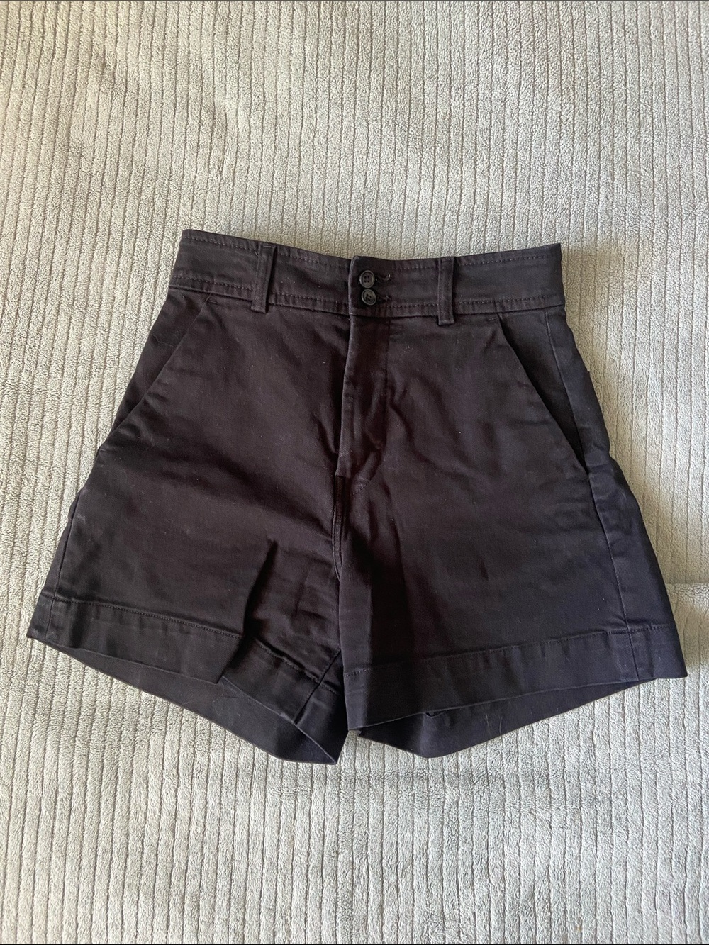 The Way-High Black Twill Shorts